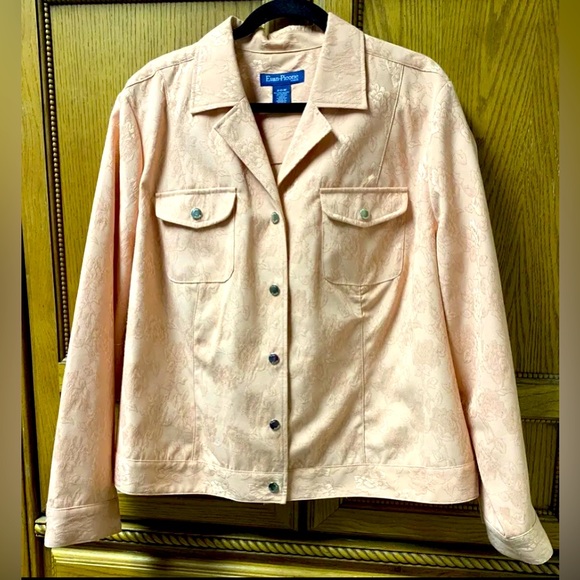 Evan-Picone Women’s Peach Jacket With Embossed Floral  Plus Size 20W - Picture 1 of 7
